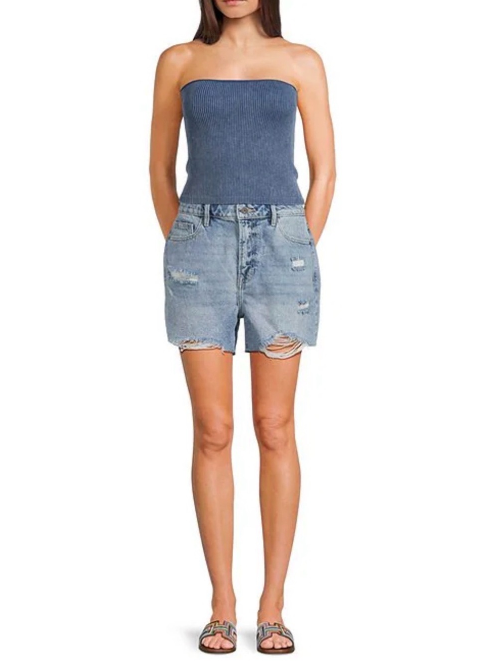 NWT Hidden Jeans Sofie Utility Distressed Denim Mom Shorts Medium